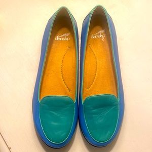 Dansko Nastacia Nappa Blue/Green Flat Leather Loafers